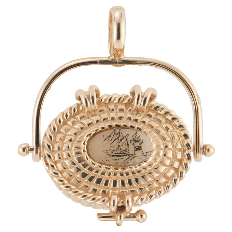 Yellow Gold Nantucket Basket Pendant at 1stDibs