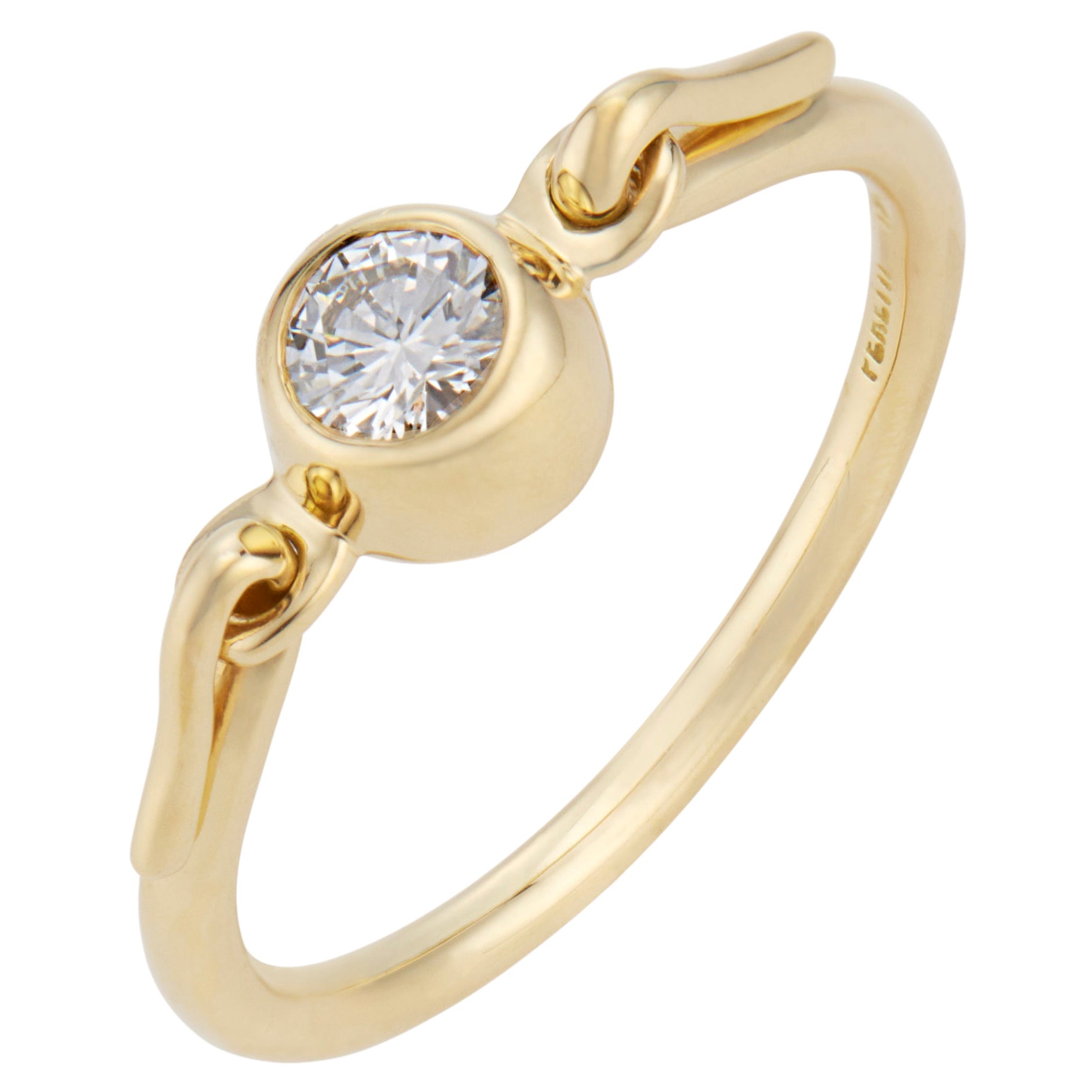 Tiffany & Co Elsa Peretti .25 Carat Diamond Yellow Gold Swan Engagement Ring