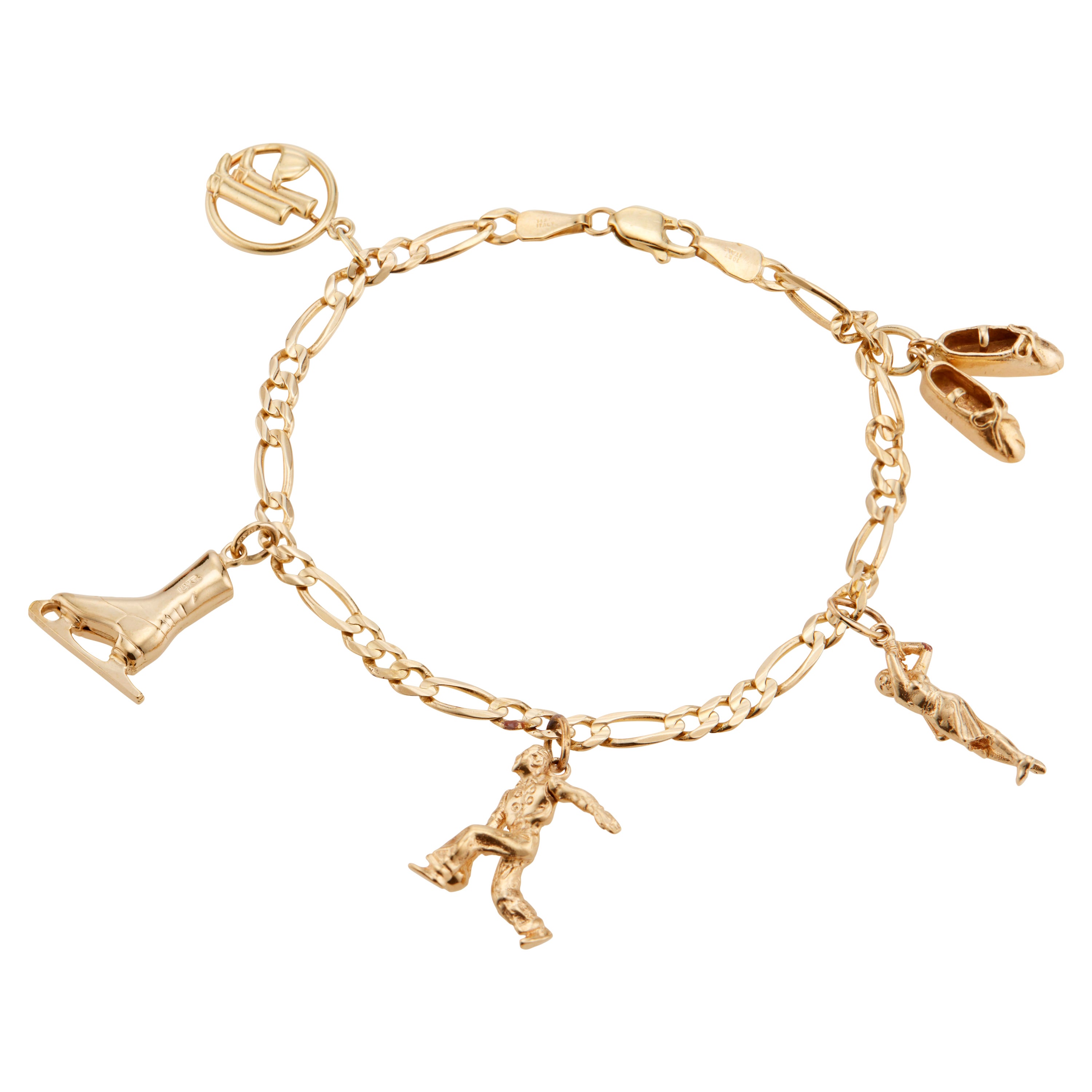 Yellow Gold Sport Motif Charm Bracelet