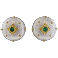 Buccellati Emerald Gold Button Earrings