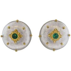 Buccellati Emerald Gold Button Earrings 10