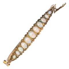 Antique Victorian 9 Carat Opal Bangle Bracelet