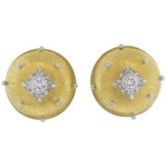 Buccellati Diamond Gold Button Earrings