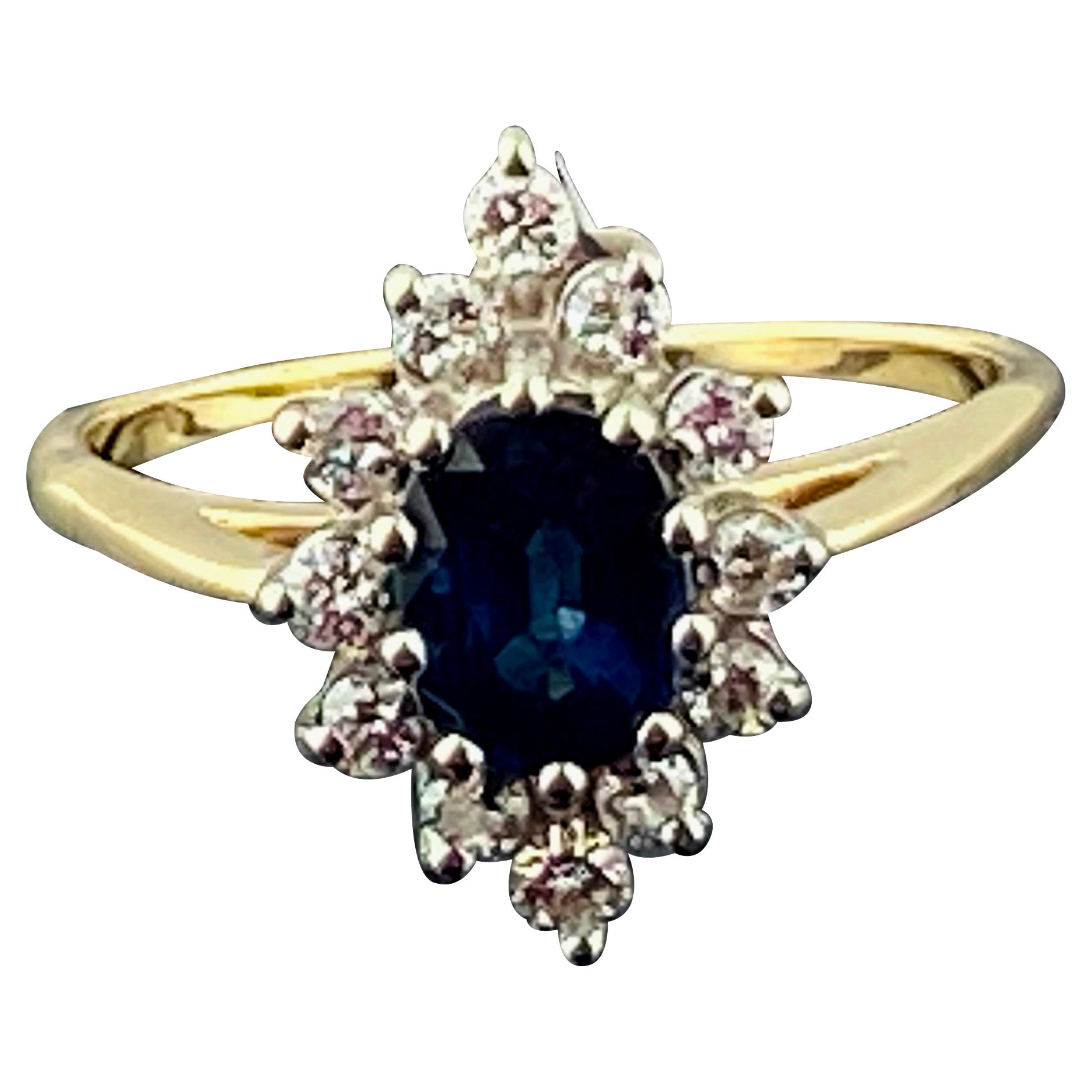 Blue Sapphire and Diamond Ring in 14 Karat Gold