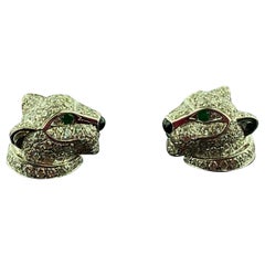 Signed Cartier "Panthere de Cartier" Diamond Earrings