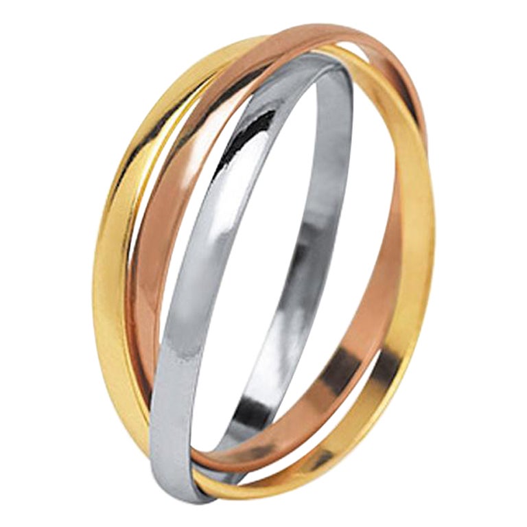 For Sale:  Pradera Tricolor Wedding Band in Rose, Yellow & White Gold