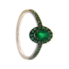 Used 18K White & Black Gold Pradera Colourful Engagement Ring with Emerald