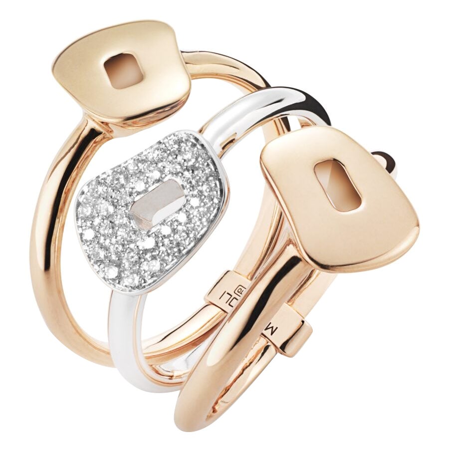 Mattioli Puzzle 18K White & Rose Gold with White Diamonds Ring