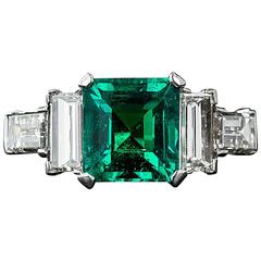 2.14 Carat Colombian Emerald Diamond Platinum Ring