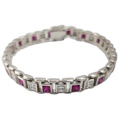 Ruby with Diamond Bracelet Set in 18 Karat White Gold Settings