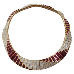 Ruby with Diamond Necklace Set in 18 Karat Gold Setting