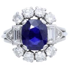 1940s French Sapphire Diamond Platinum Ring 6