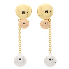 Vintage Cartier Trinity Disc Drop Earrings Set in 18k Yellow, Rose & White Gold