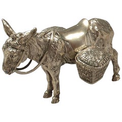 19th Century Silver Donkey Sculpture