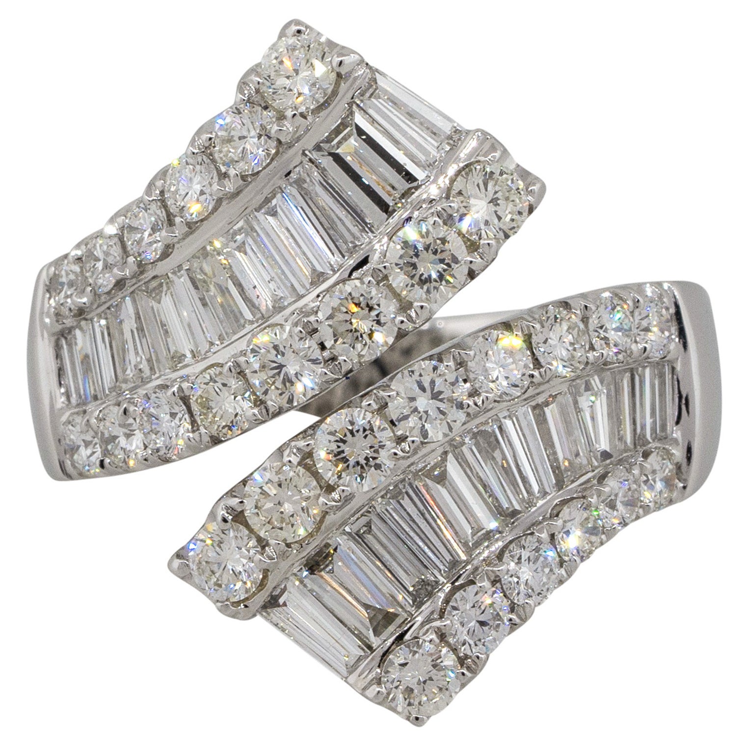 2.56 Carat Diamond Twisted Overpass Ring 18 Karat in Stock For Sale