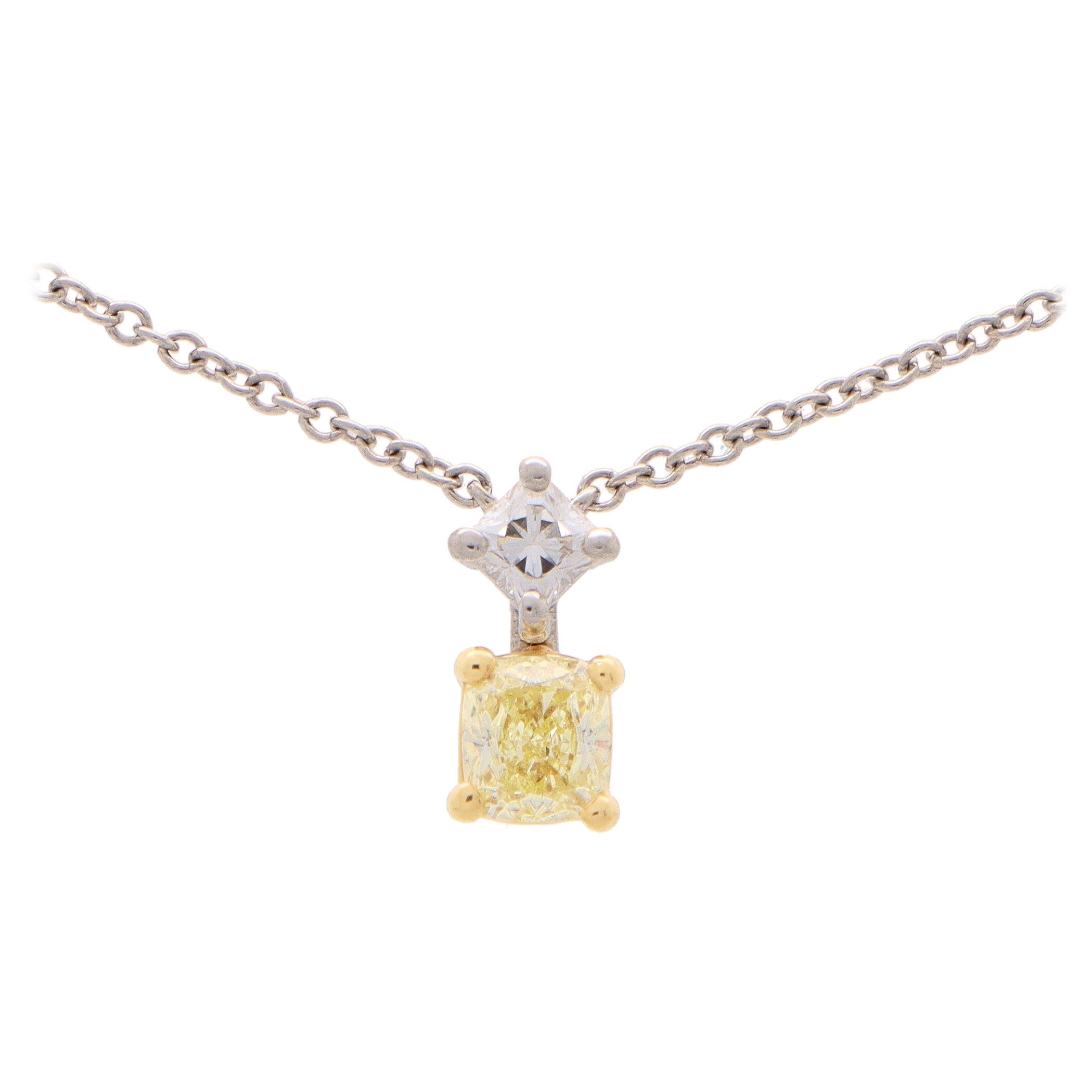 Vintage Tiffany & Co. Fancy Yellow Diamond Lucida Pendant Necklace in Platinum