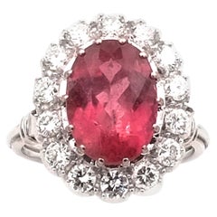 5.7 Carat Rubelite and 1.4 Carat Diamond White Gold Cluster Ring