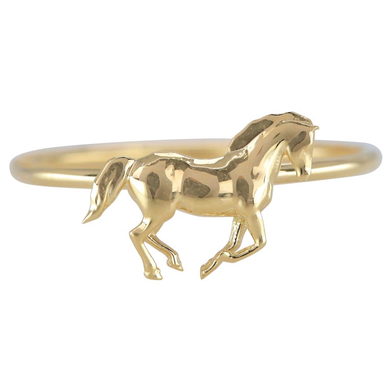 Customizable 14K Gold Horse Ring, Pinky Horse Ring, 14K Gold Horse