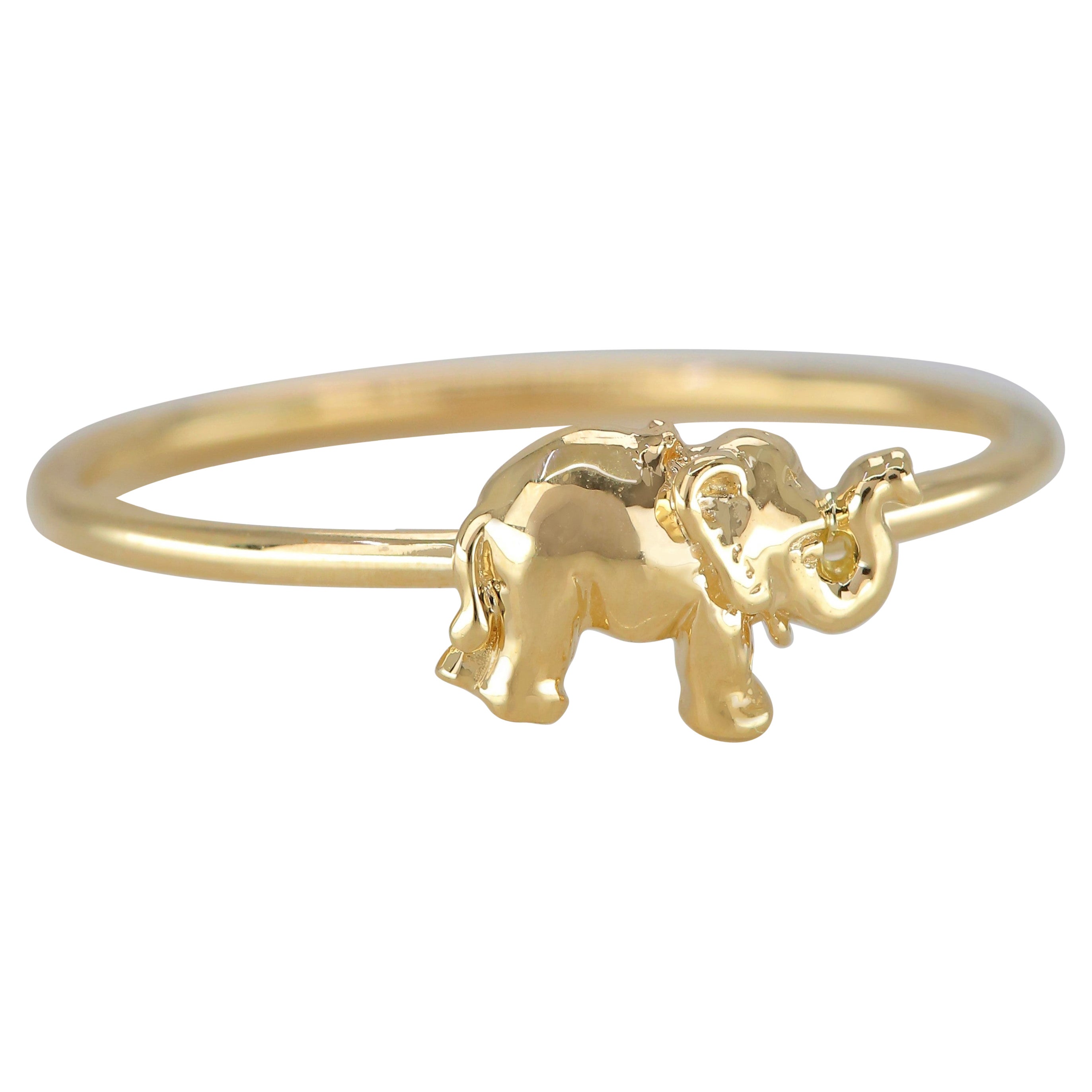 14K Gold Elephant Ring, Pinky Elephant Ring, 14K Gold Elephant Animal Ring