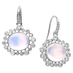 Syna White Gold Moon Quartz Earrings with Champagne Diamonds