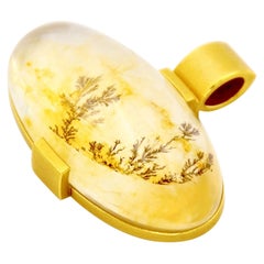 18 Karat Yellow Gold Citrine Dendrite Pendant