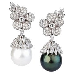 Pederzani Signed Earrings for about 10.00 Ct of Diamonds and Pearls