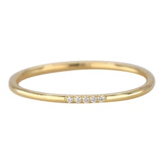 Fascia con cinque diamanti in pavé in oro 14K, anello sottile con diamanti in oro 14K