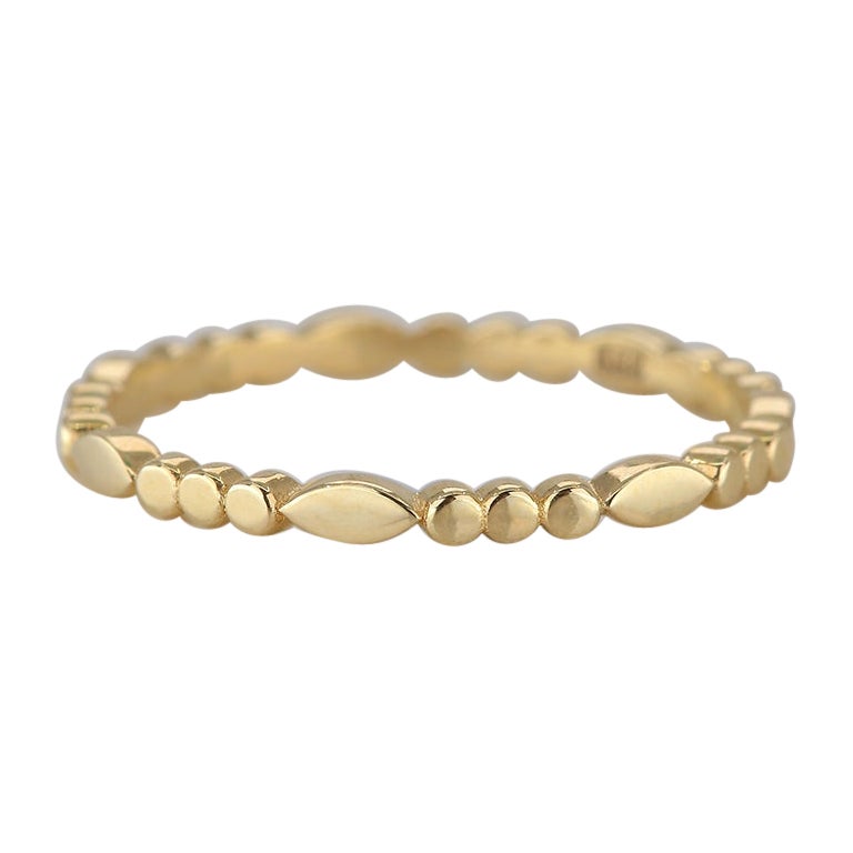 14 K Solid Gold Round Dot Ring Chain Link Ring, Modern Minimal Band Ring