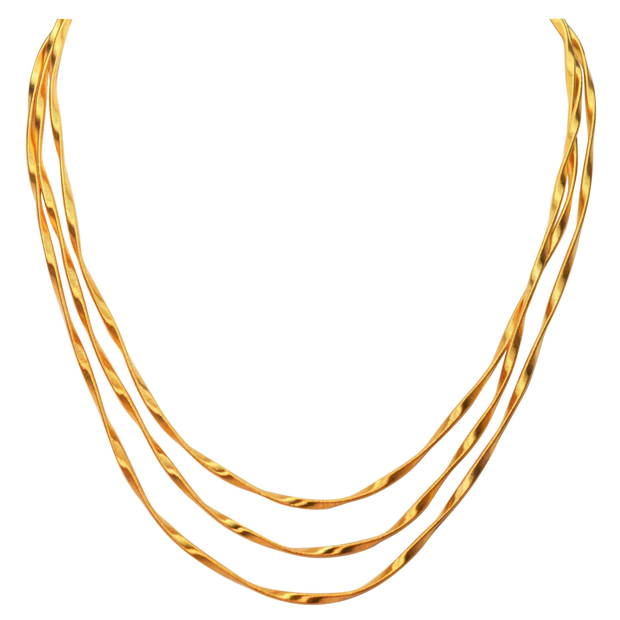 Marco Bicego Marrakesch Gewebtes Satin Gold Mehrstrang-Halskette im Angebot