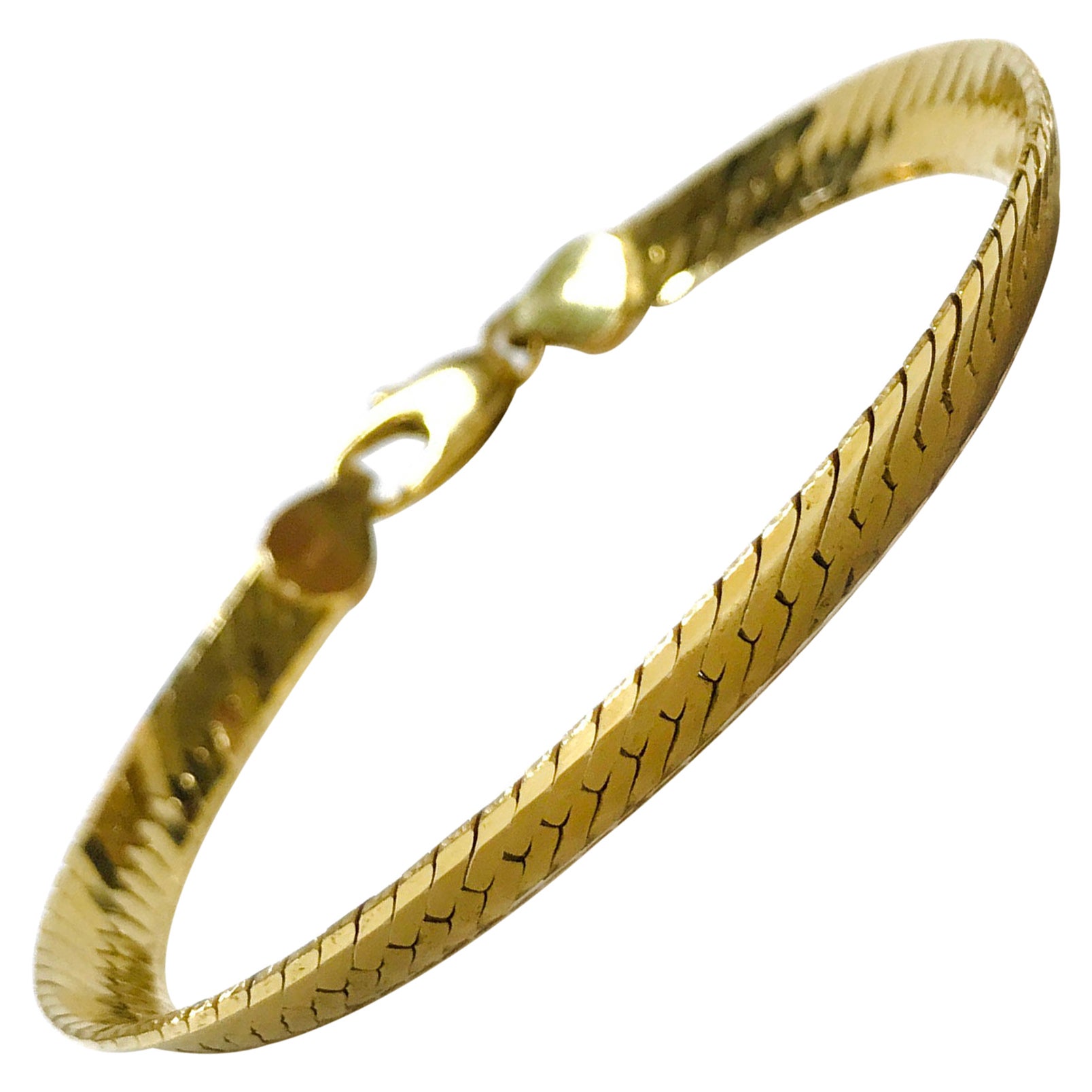 Bracelet italien à chevrons en or 14 carats en vente