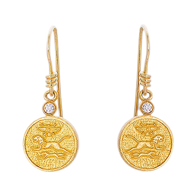 24K Gold Ahura Mazda Pattern Earrings