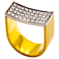 18 Karat Yellow and White Gold with Diamond Cluster Ring
