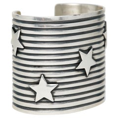 Native American Signed A. Cadman Wide Silver Cuff