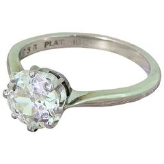 Art Deco 1.47 Carat Old European Cut Diamond Gold Engagement Ring