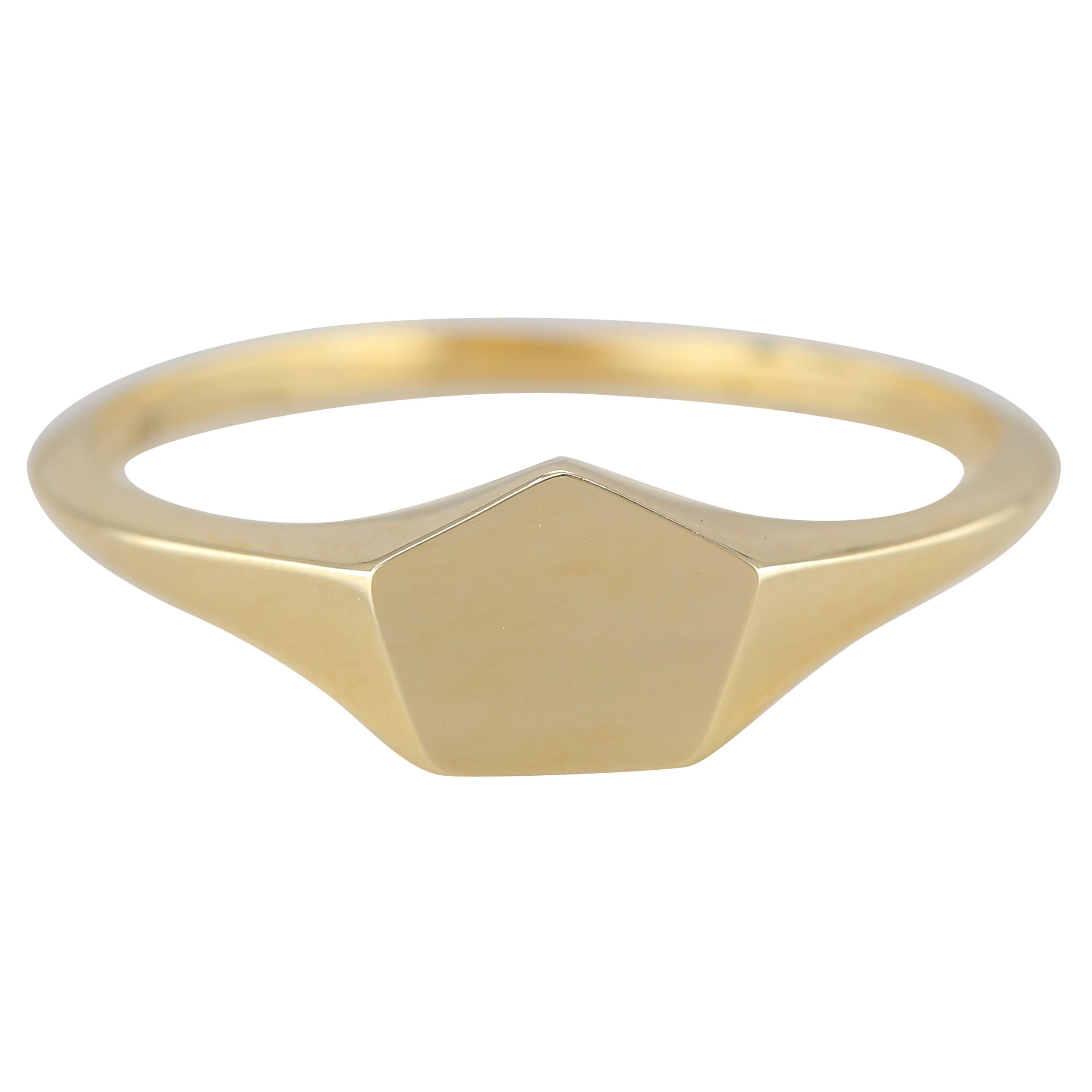 For Sale:  Pinky Signet Ring, 14K Gold Pinky Pentagon Signet Ring, Small Pentagonal Ring