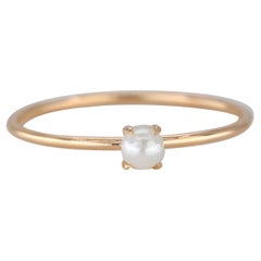14K Gold Pearl Ring, 14K Gold Solitaire Pearl Ring