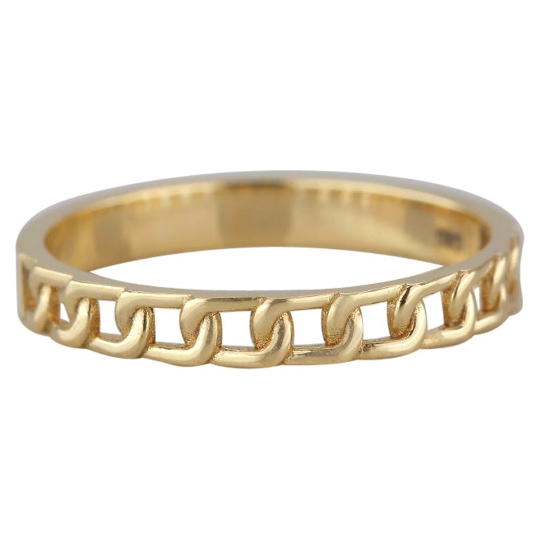 For Sale:  14K Gold Chain Link Ring, Modern Minimal Ring, Pinky Ring