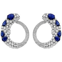 Ceylon Sapphire Diamond Gold Earrings