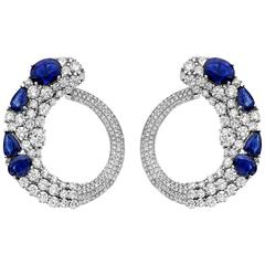 Ceylon Sapphire Diamond Gold Earrings 