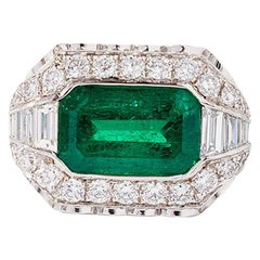 Bague cocktail en émeraude colombienne certifiée Gubelin de 5,00 carats avec diamants