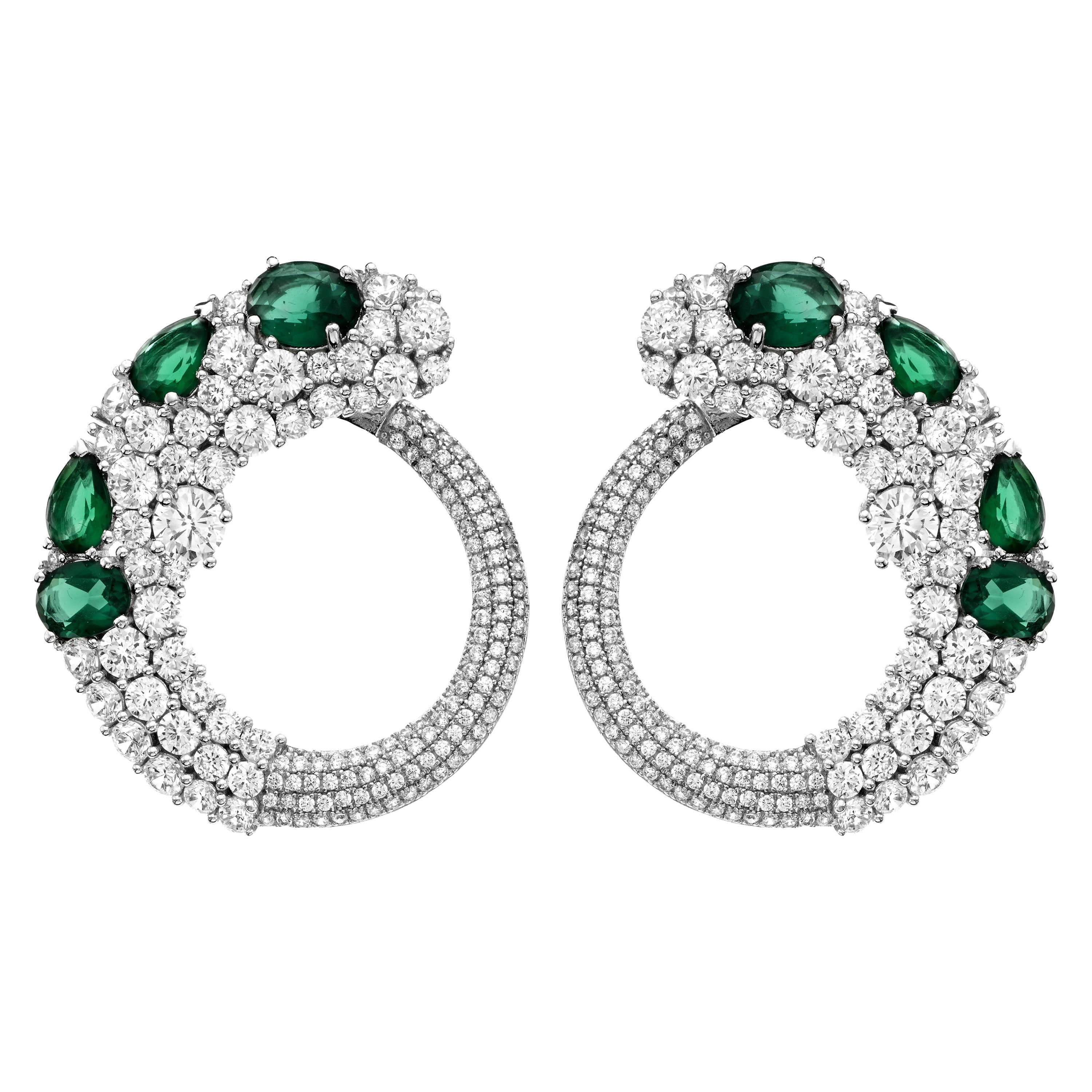 Emerald Diamond Gold Earrings 