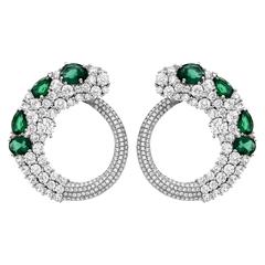 Emerald Diamond Gold Earrings 