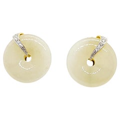 Jade with Diamond Earrings Set in 18 Karat Gold Settings