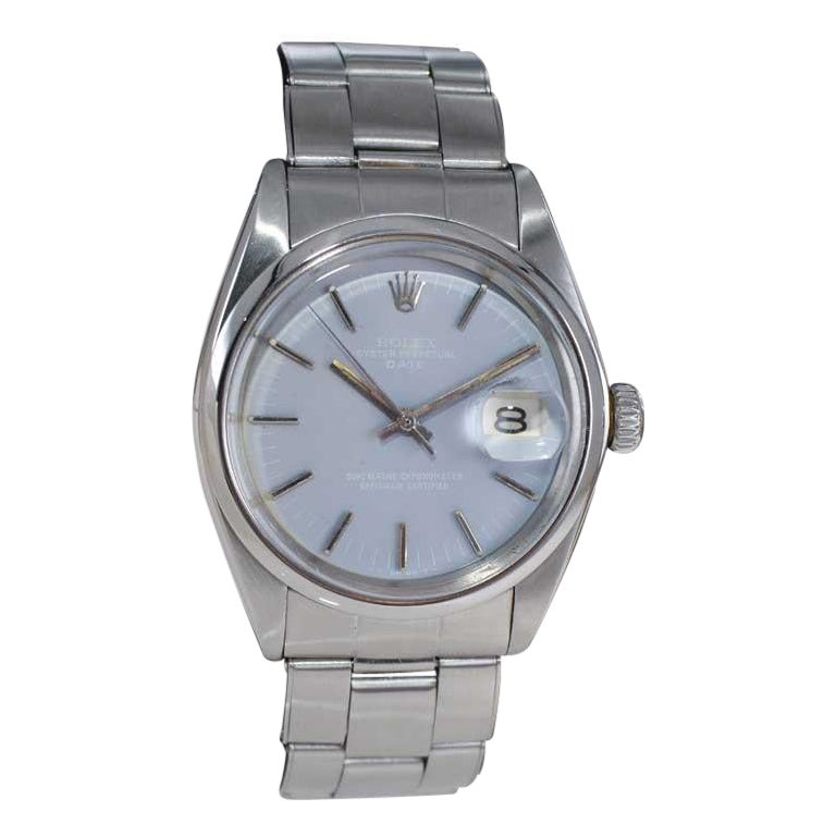 Rolex Steel Oyster Perpetual Date with Custom Lavender Dial, circa 1960's