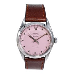 Rolex Stainless Steel Air King with a Custom Finished Hot Pink Dial Early 1970's