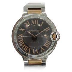 Cartier Rose Gold Stainless Steel Ballon Bleu Large Automatic Wristwatch 