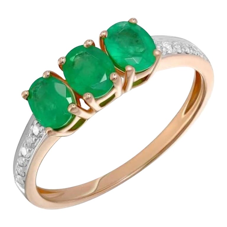 Fashion Every Day Emerald Diamonds Rose Gold Band Ring for Her For Sale