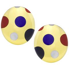Tiffany & Co. Polka Dot Hardstone Gold Ear Clips 1