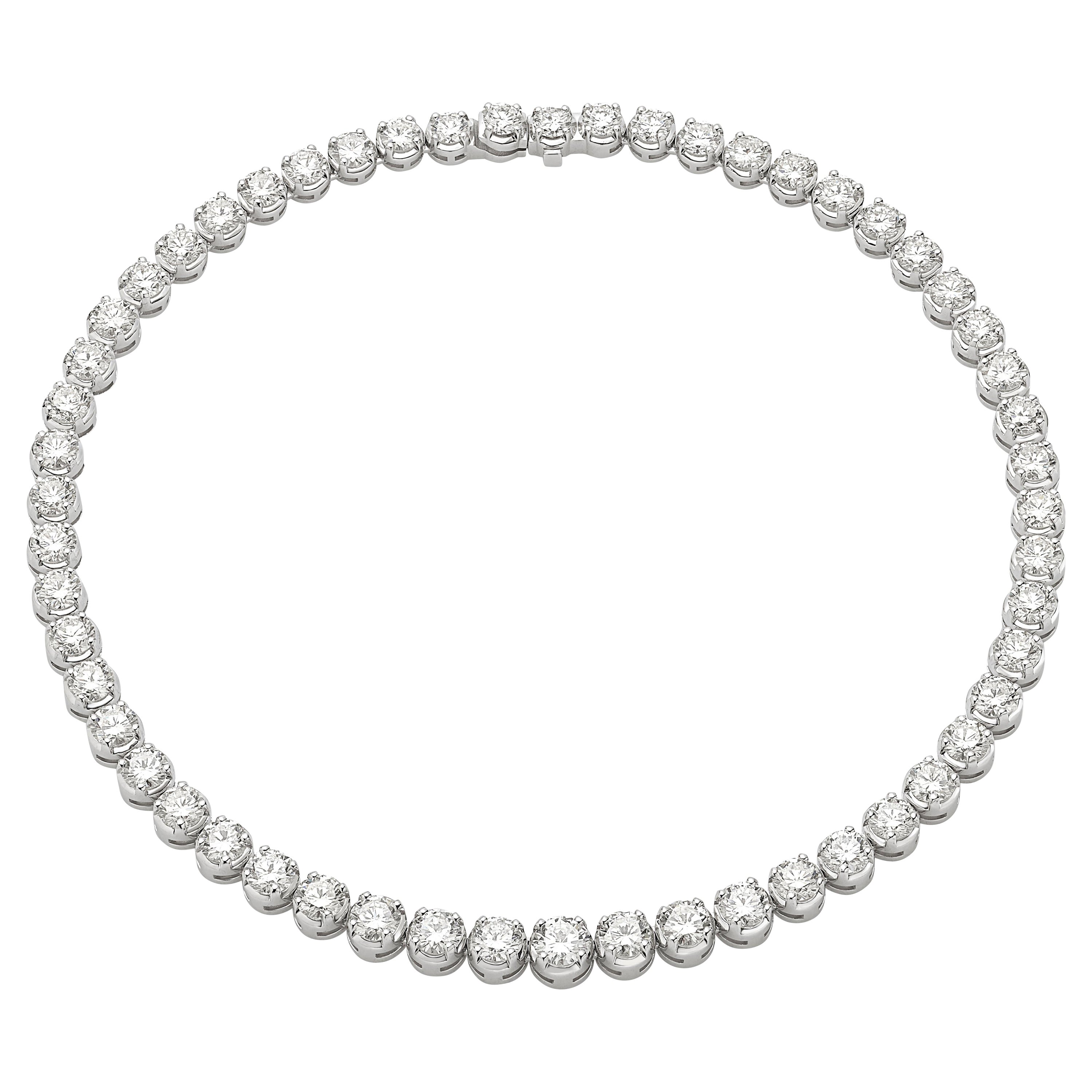 Anniversary Collection 18 Karat White Gold Garavelli Diamond Tennis Necklace