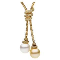 White and Golden South Sea Pearl Diamond Gold Necklace